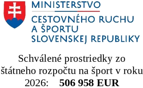 Ministerstvo cestovného ruchu a športu SR — schválené prostriedky zo štátneho rozpočtu na šport v roku 2026: 506 958 EUR